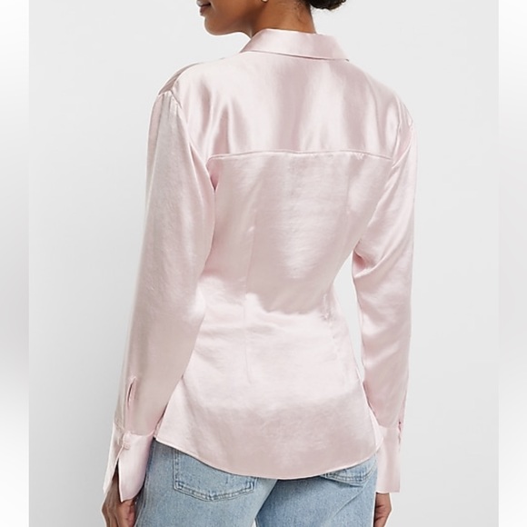 NWT Satin Split Front Slim Portofino Shirt - Picture 2 of 6